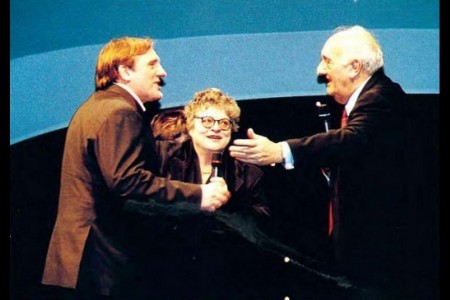 Gérard DEPARDIEU (Acteur), Josée DAYAN (Réalisatrice) Nymphe d'Honneur du 39ème Festival, Pierre TCHERNIA (Journaliste, Présentateur de la soirée Hommage à Josée Dayan)