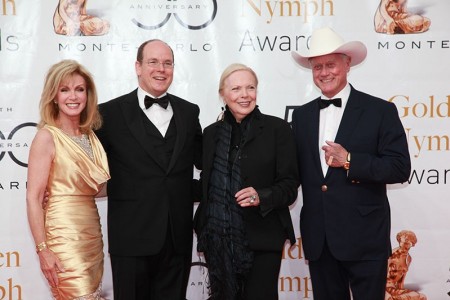 Soirée de clôture. S.A.S. Le Prince Albert II, Donna MILLS (Actrice, Côte ouest), Barbara BAIN (Actrice, Mission impossible), Larry HAGMAN (Acteur, Dallas)