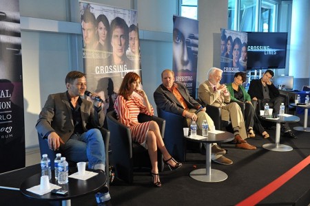 Conférence, Crossing Line. Tom WLASCHIHA, Gabriella PESSION, Edward BERNERO, Donald SUTHERLAND, Rola BAUER, Marc LAVOINE 