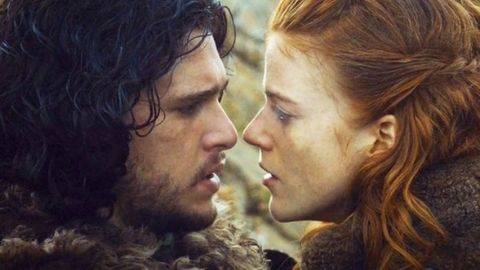 Kit Harington and Rose Leslie on the set of Game of Thrones